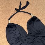 Ruched bathing suit one piece halter gold hardware large NEW no tags stretch Photo 1