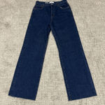 Mango MNG Nora Wide Leg Jeans Womens 8 Raw Hem Button Fly Blue Denim Photo 0