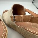 Toms Women's Wedge Heel Espadrille Sandals Ankle Strap Beige Canvas Women's 12 Photo 10