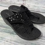 Clarks  Women's Black Sequin Thong Platform Wedge Slip On Sandals Wedges 8 Photo 3