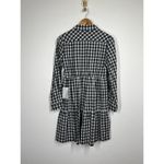 Eliza J  Plaid Flannel Tiered Mini Dress Size 4 Black White Photo 5