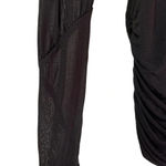 St. John Leather Trim Crepe Viscose Jersey Mesh Sleeve Shirt Black Size XS NWT Photo 11