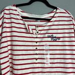 Old Navy NWOT Love You More Embroidered Stripe Boxy Top Long Sleeve Nautical XXL Photo 3