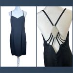 VTG Y2K Black Low Back Sheath Cocktail Dress Sleeveless Glam Midi Party Size 11 Photo 1