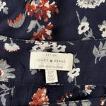 Lucky Brand NWOT,  Navy & Gray Floral Bubble-Sleeve Square-Neck Top Photo 8