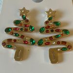 Gap : Gold Tone Festive Christmas Tree Holiday Earrings Photo 5