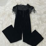 ZARA Festive Days Black Sequin Fringe Velvet Halter Jumpsuit Photo 4