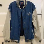 Denim Varsity Jacket Blue Size XL Photo 0