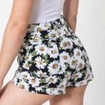 American Apparel  Black Daisy High Waisted Cuff Shorts Size 30 Photo 1