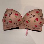 Victorias Secret Pink Everywhere Wear Wireless Push Up Bra Pink w/ cherries 36D Size undefined Photo 0