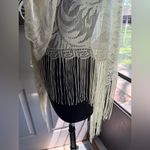 NOS vintage crochet boho large fringe shoulder shawl Photo 6