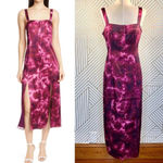 Cinq a Sept Alexa Dress Tie Dye Satin Midi Hippie Boho Slits Size 4 Pink Photo 1