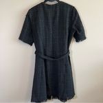 Bardot ✨  Boucle Tweed Zip Front Frayed Hem Dress Medium 8 Black Photo 9