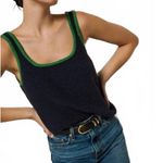 Nation Ltd Peggy Sue Chenile Tank Top Navy Blue Green Size XL Photo 1