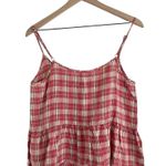 Current/Elliott NWT Linen The Workwear Peplum Top Redwood Plaid Red Pink Size 2 Photo 4