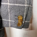 Smythe Patch Pocket Duchess Blazer Windowpane Grey Wool Size 6 Gray Photo 5