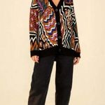 Farm Rio ππ Caramel Tropical Stripes Cardigan ~ Tropical Stripes Print XL NWT Photo 1