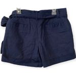 Lauren James Bow Shorts Navy Blue Size XS Tie Belt Cotton Linen Photo 4