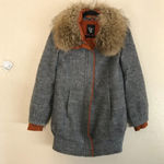 Nordstrom Vero Moda gray coat fur orange wool blend Photo 1