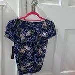 Almost Famous Floral crop top tip bottom ruched purple navy blue Photo 1