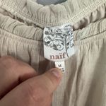 Naif Half Sleeve Gauzy Boho Mini Dress Women's Size Medium Light Beige Crinkle Photo 4