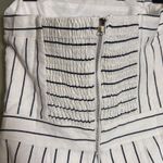 Sugar + Lips Strapless Jumpsuit Romper White Navy Linen Blend Medium Wide Leg Photo 2