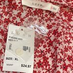 Lush Clothing Lush poplin red floral V Neck button up blouse long sleeve top Sz XL NWT Photo 1