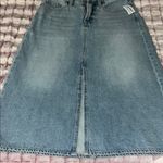 Old Navy Blue Gold Midi A-Line Skirt with Slit Photo 4