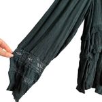 American Eagle  Outfitters Dark Green Textured Peasant Blouse Lace Detail Medium Photo 2