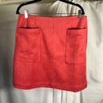 LOFT Outlet Coral Faux‎ Suede Mini Skirt Pockets Women's Size 12 New Fall Red Photo 2