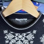 Black Snow Flake Grandma Crewneck Sweater Sz Medium Photo 4