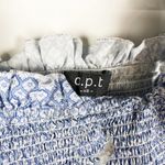 O.P.T Alana Cotton Poplin Smocked Bodice Ruffle Sleeve Blouse Shirt Top Blue XS Photo 1