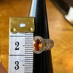 Natural Orange Garnet Sterling Silver Ring Size 6 Gold Photo 3