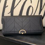 SheIn Black Quilted Zip Around Wallet with Gold Accent Photo 1