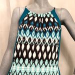 NY & Co Sleeveless Maxi Dress Blue Flowy Boho Western Aztec Coastal Cowgirl Sz M Size M Photo 1