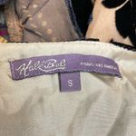 Hale Bob Vintage  Small Silk V Neck Velvet Burnout Tie Shoulder Black Brown Dress Photo 4