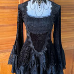 Dark in Love Gothic Victorian Vampire Vkei Black Velvet & Lace Mini Dress M Size M Photo 0