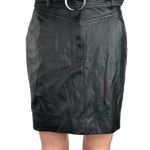 H&M Black Vegan Faux Leather Belted Pockets Paperbag Mini Pencil Skirt Size 4 Photo 0