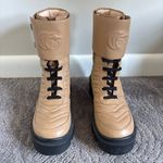 Gucci  Frances GG Combat Boots Lug Sole Matelasse Quilted Leather Tan Size EU 37 Photo 2