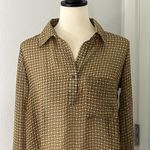 Nordstrom  Harlowe & Graham Small Gray/Green Floral Long Sleeve Button Shirt Top Photo 3