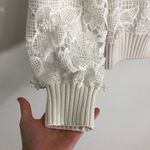 Badgley Mischka  White Floral Lace Guipure Sweater Top Photo 3