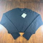 ALLSAINTS Women’s Black Cropped Wool Blend Knit Crewneck Sweater Size L NEW Photo 1