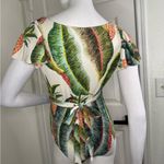 Farm Rio Green and Orange Asymmetrical Cut Out Bodysuit Photo 3