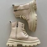 Hannah Rosanna White & Beige Buckle Accent Chunky Combat Boots Size 5 Photo 3