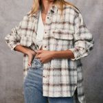 12th Tribe Beige Plaid Textured Jacket Photo 0