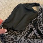 Boutique Gray & Black Animal Print Criss Cross Strap Sports Bra L Photo 3