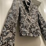 Nine West Vintage Jacquard Paisley Patterned Printed Black & Blue Blazer Jacket Photo 2