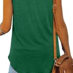 Tank Top Womens S Green V Neck Basic Solid Casual Flowy Summer Sleeveless B2 Photo 7