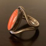 Vintage Pink Coral Taxco Mexico Sterling Silver Ring | 10 Orange Photo 1