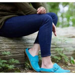 Quoddy Suede Ring Aqua Leather Mules Slides Womens 6‎ Blue Moccasins Slip On Photo 1